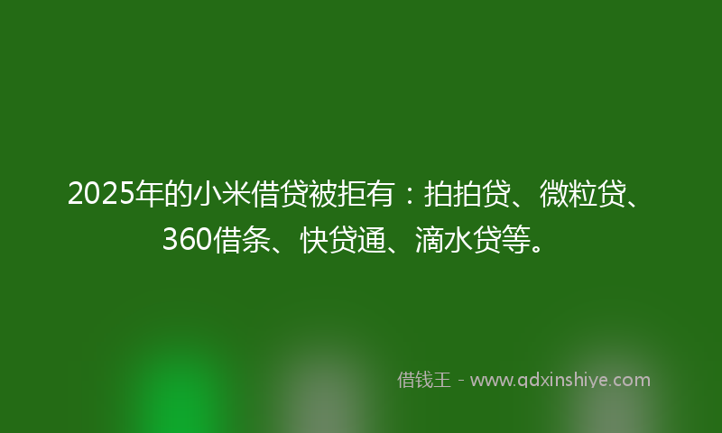 2025年的小米借贷被拒有：拍拍贷、微粒贷、360借条、快贷通、滴水贷等。