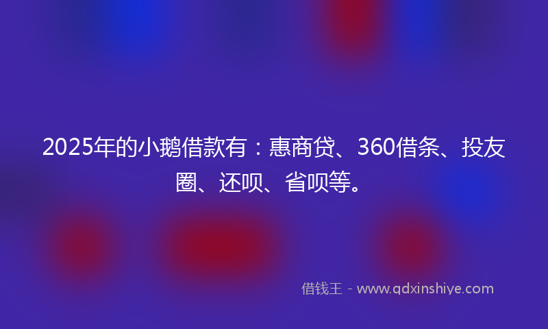 2025年的小鹅借款有：惠商贷、360借条、投友圈、还呗、省呗等。