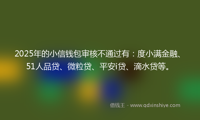 2025年的小信钱包审核不通过有：度小满金融、51人品贷、微粒贷、平安i贷、滴水贷等。
