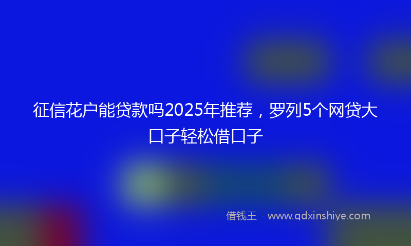 征信花户能贷款吗2025年推荐，罗列5个网贷大口子轻松借口子