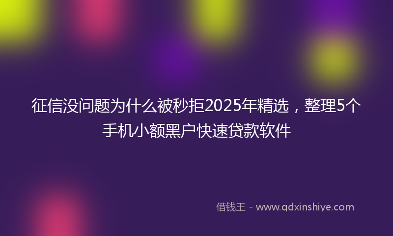 征信没问题为什么被秒拒2025年精选，整理5个手机小额黑户快速贷款软件