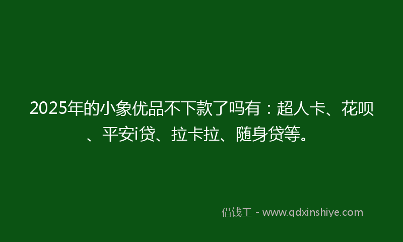 2025年的小象优品不下款了吗有：超人卡、花呗、平安i贷、拉卡拉、随身贷等。
