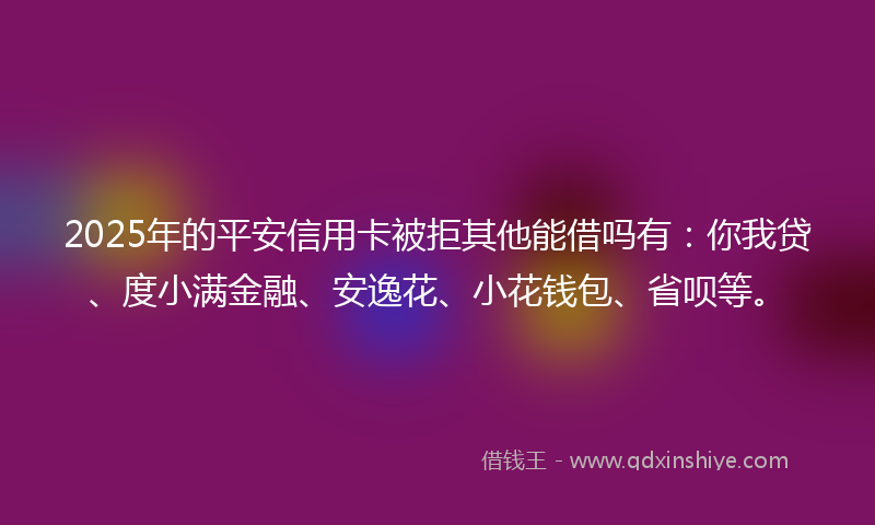 2025年的平安信用卡被拒其他能借吗有：你我贷、度小满金融、安逸花、小花钱包、省呗等。