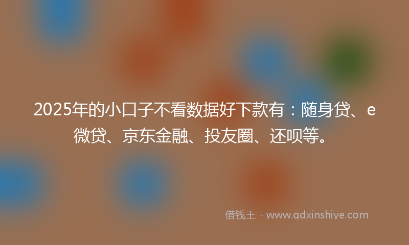2025年的小口子不看数据好下款有：随身贷、e微贷、京东金融、投友圈、还呗等。