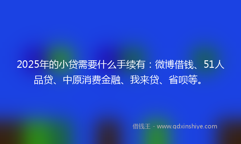 2025年的小贷需要什么手续有：微博借钱、51人品贷、中原消费金融、我来贷、省呗等。