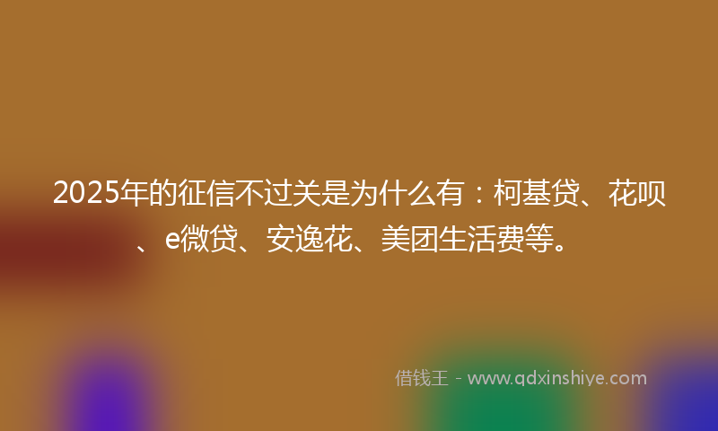 2025年的征信不过关是为什么有：柯基贷、花呗、e微贷、安逸花、美团生活费等。