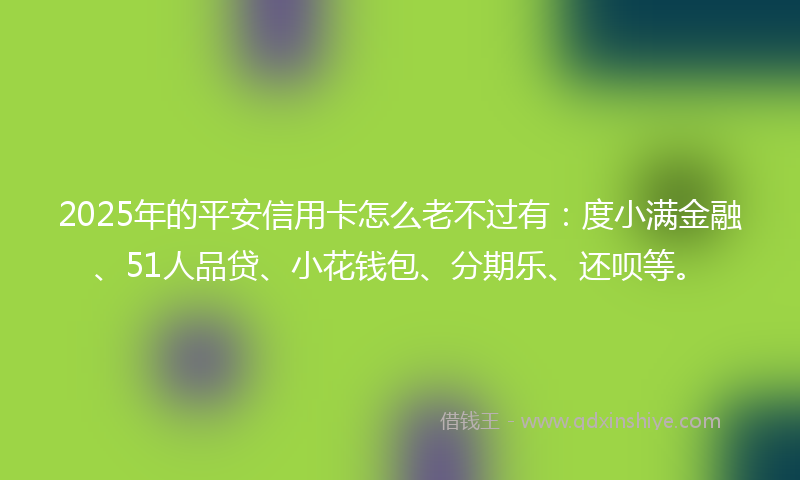 2025年的平安信用卡怎么老不过有：度小满金融、51人品贷、小花钱包、分期乐、还呗等。
