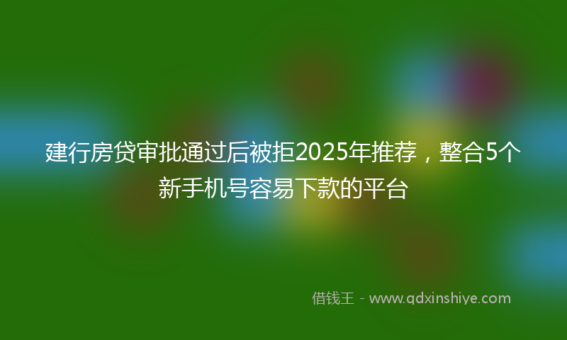 建行房贷审批通过后被拒2025年推荐，整合5个新手机号容易下款的平台