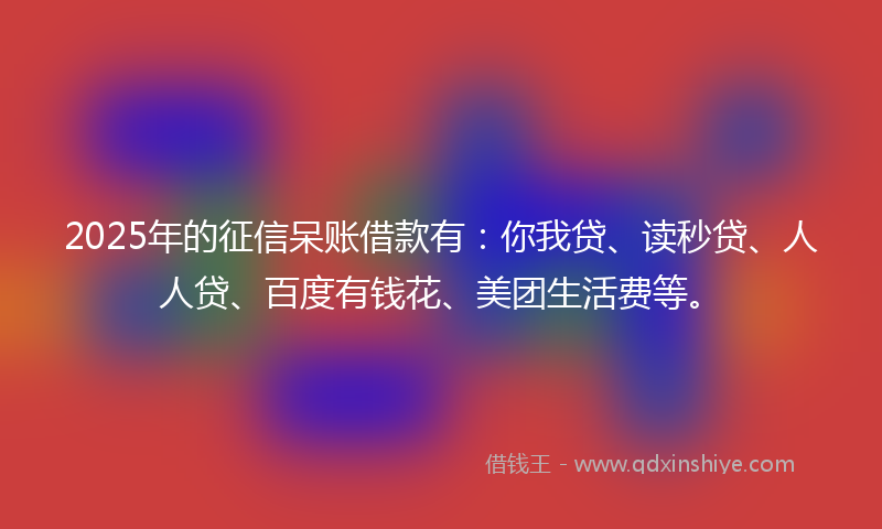 2025年的征信呆账借款有：你我贷、读秒贷、人人贷、百度有钱花、美团生活费等。