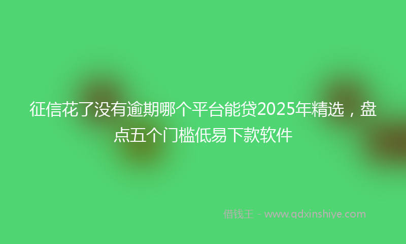 征信花了没有逾期哪个平台能贷2025年精选，盘点五个门槛低易下款软件