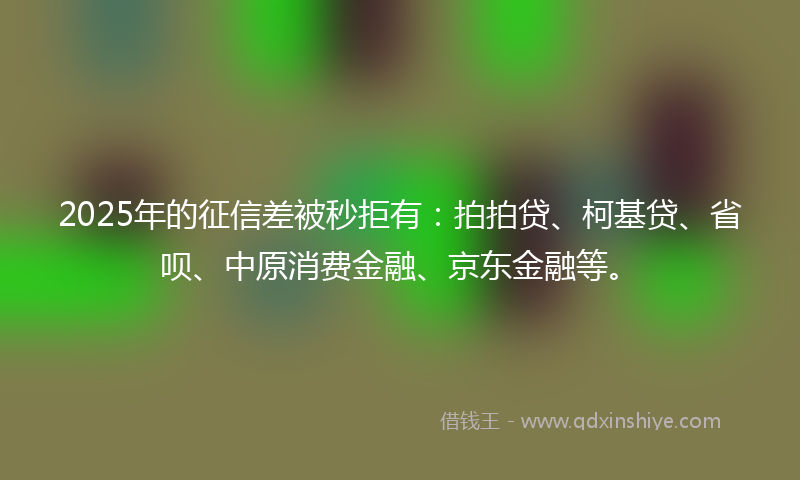 2025年的征信差被秒拒有：拍拍贷、柯基贷、省呗、中原消费金融、京东金融等。