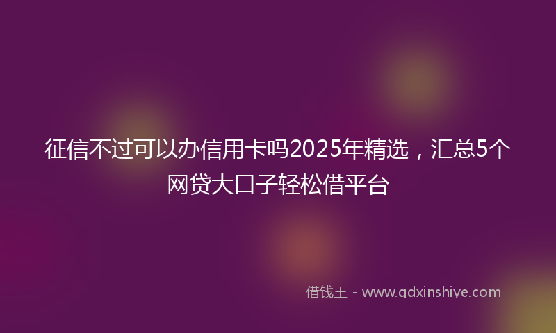 征信不过可以办信用卡吗2025年精选，汇总5个网贷大口子轻松借平台