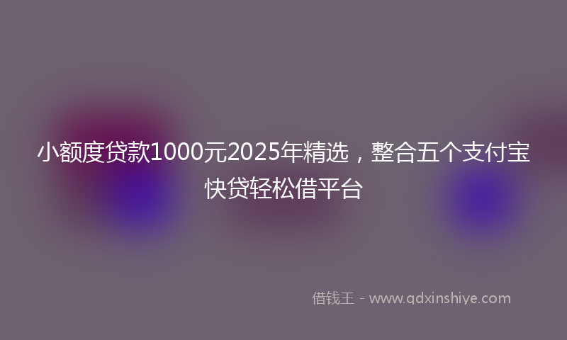 小额度贷款1000元2025年精选，整合五个支付宝快贷轻松借平台