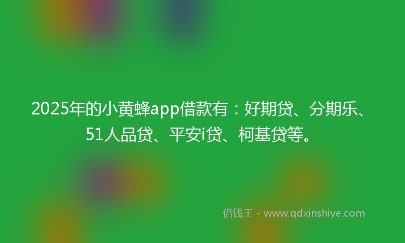 2025年的小黄蜂app借款有：好期贷、分期乐、51人品贷、平安i贷、柯基贷等。