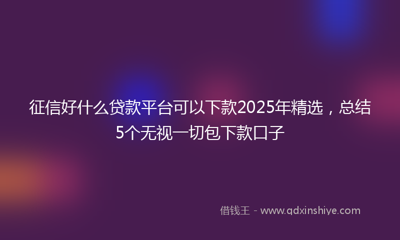 征信好什么贷款平台可以下款2025年精选，总结5个无视一切包下款口子