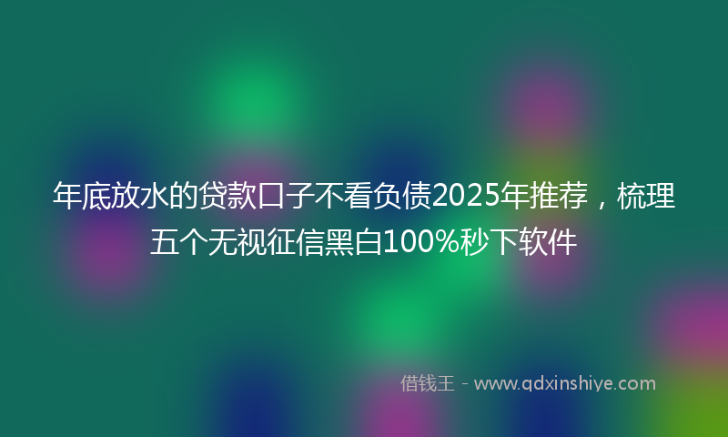 年底放水的贷款口子不看负债2025年推荐，梳理五个无视征信黑白100%秒下软件