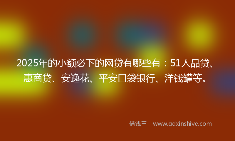 2025年的小额必下的网贷有哪些有：51人品贷、惠商贷、安逸花、平安口袋银行、洋钱罐等。