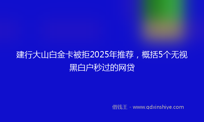 建行大山白金卡被拒2025年推荐，概括5个无视黑白户秒过的网贷