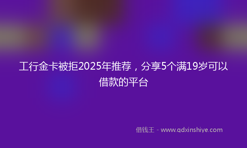 工行金卡被拒2025年推荐，分享5个满19岁可以借款的平台