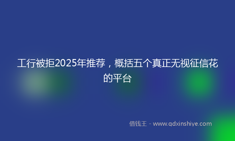 工行被拒2025年推荐，概括五个真正无视征信花的平台