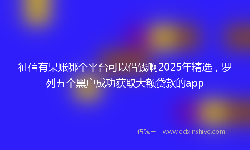 征信有呆账哪个平台可以借钱啊2025年精选，罗列五个黑户成功获取大额贷款的app