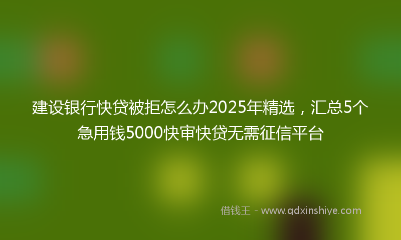 建设银行快贷被拒怎么办2025年精选，汇总5个急用钱5000快审快贷无需征信平台