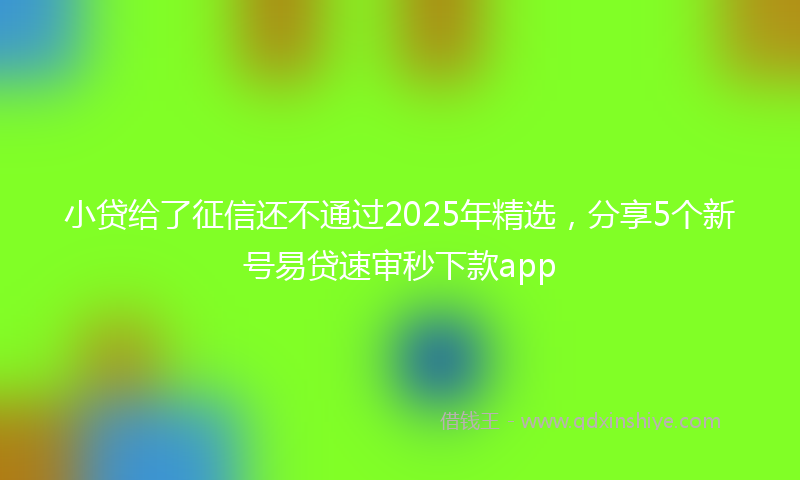 小贷给了征信还不通过2025年精选，分享5个新号易贷速审秒下款app