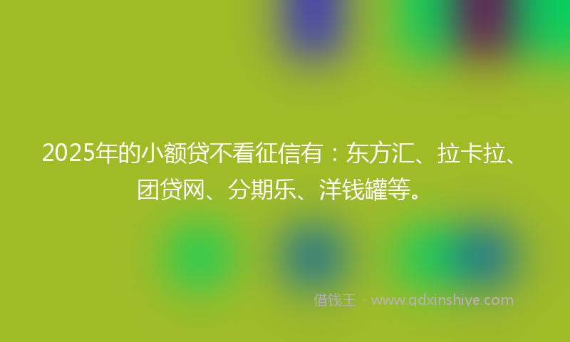 2025年的小额贷不看征信有：东方汇、拉卡拉、团贷网、分期乐、洋钱罐等。