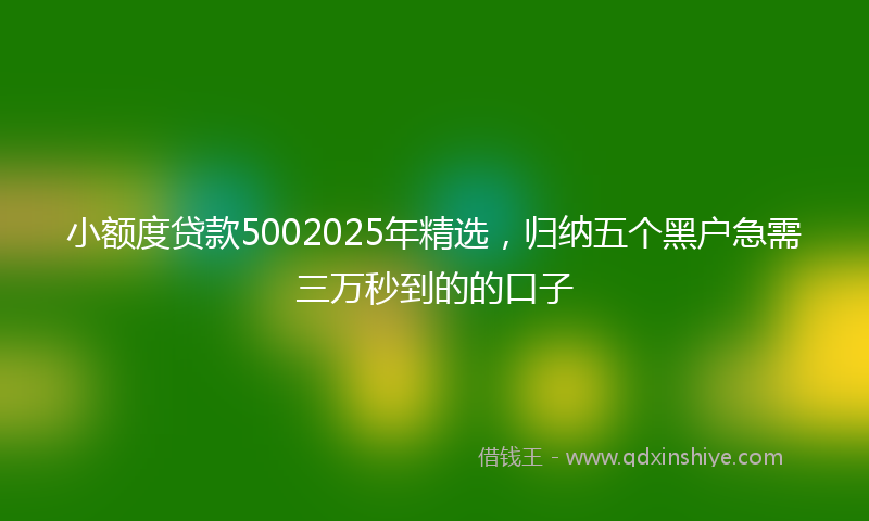 小额度贷款5002025年精选，归纳五个黑户急需三万秒到的的口子