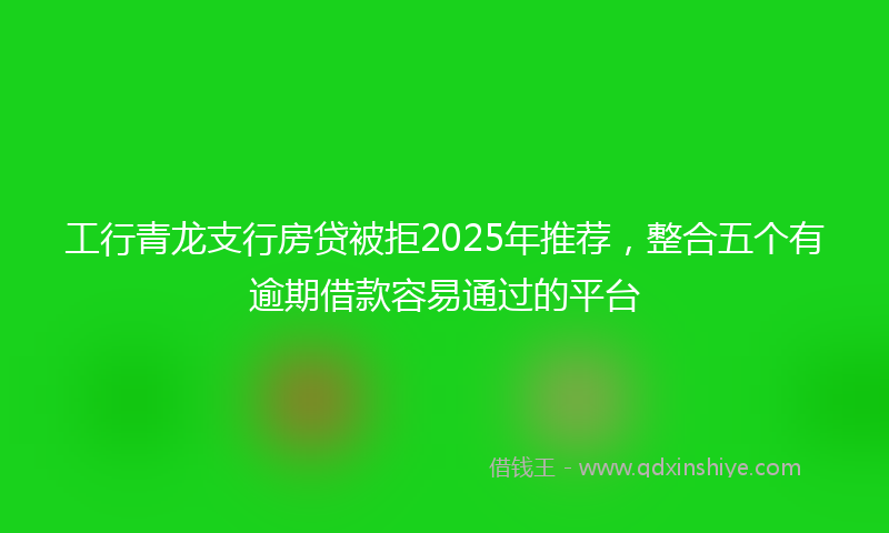 工行青龙支行房贷被拒2025年推荐，整合五个有逾期借款容易通过的平台