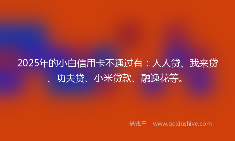 2025年的小白信用卡不通过有：人人贷、我来贷、功夫贷、小米贷款、融逸花等。