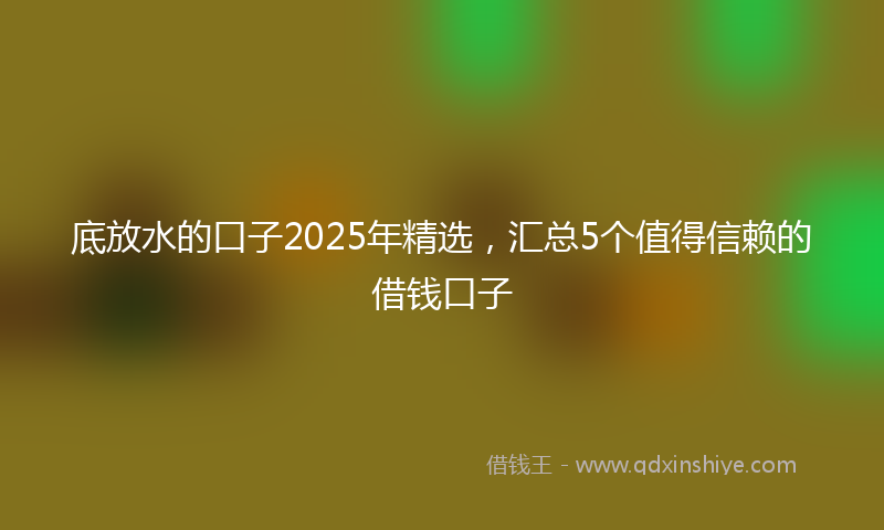 底放水的口子2025年精选，汇总5个值得信赖的借钱口子
