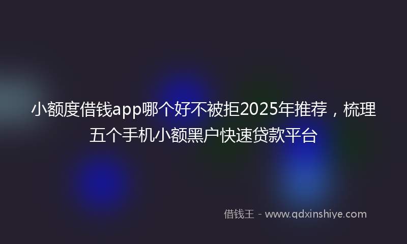 小额度借钱app哪个好不被拒2025年推荐，梳理五个手机小额黑户快速贷款平台