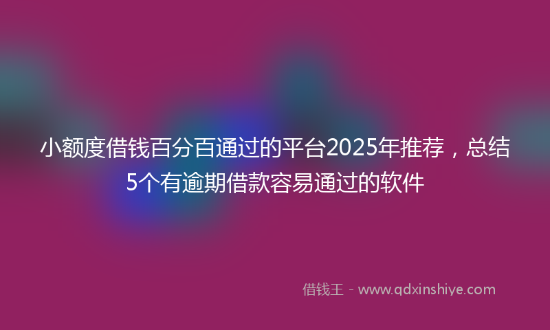 小额度借钱百分百通过的平台2025年推荐，总结5个有逾期借款容易通过的软件