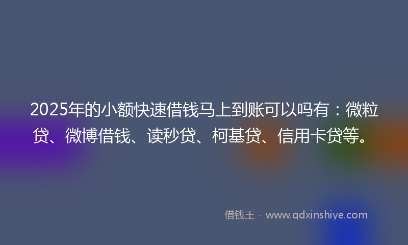 2025年的小额快速借钱马上到账可以吗有：微粒贷、微博借钱、读秒贷、柯基贷、信用卡贷等。