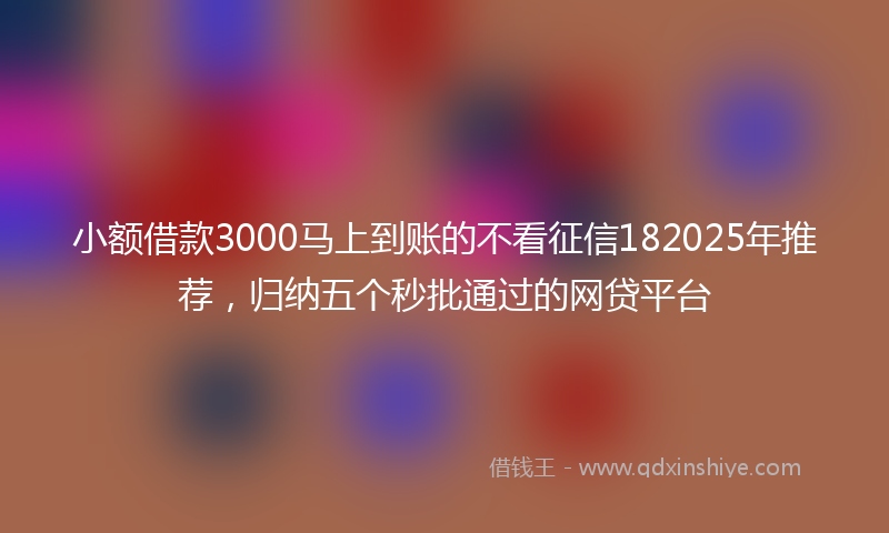 小额借款3000马上到账的不看征信182025年推荐，归纳五个秒批通过的网贷平台