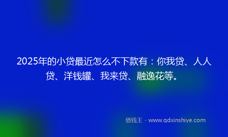 2025年的小贷最近怎么不下款有：你我贷、人人贷、洋钱罐、我来贷、融逸花等。