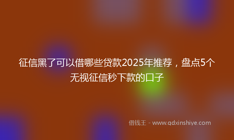 征信黑了可以借哪些贷款2025年推荐，盘点5个无视征信秒下款的口子