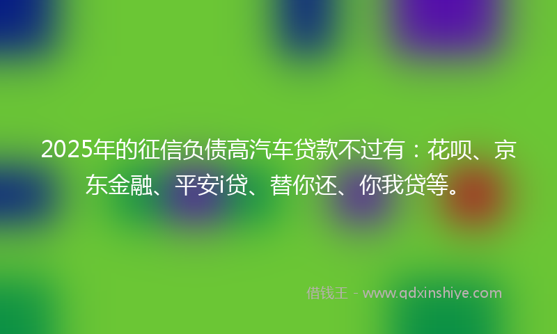 2025年的征信负债高汽车贷款不过有：花呗、京东金融、平安i贷、替你还、你我贷等。