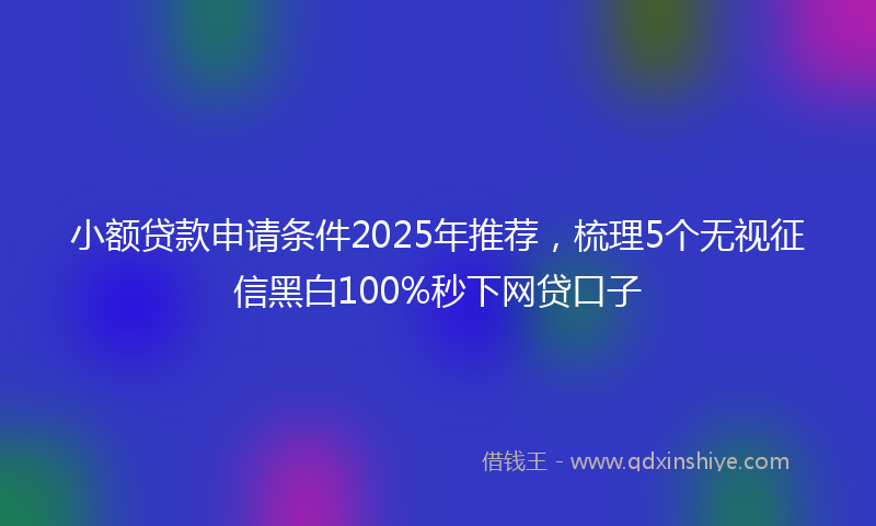 小额贷款申请条件2025年推荐，梳理5个无视征信黑白100%秒下网贷口子