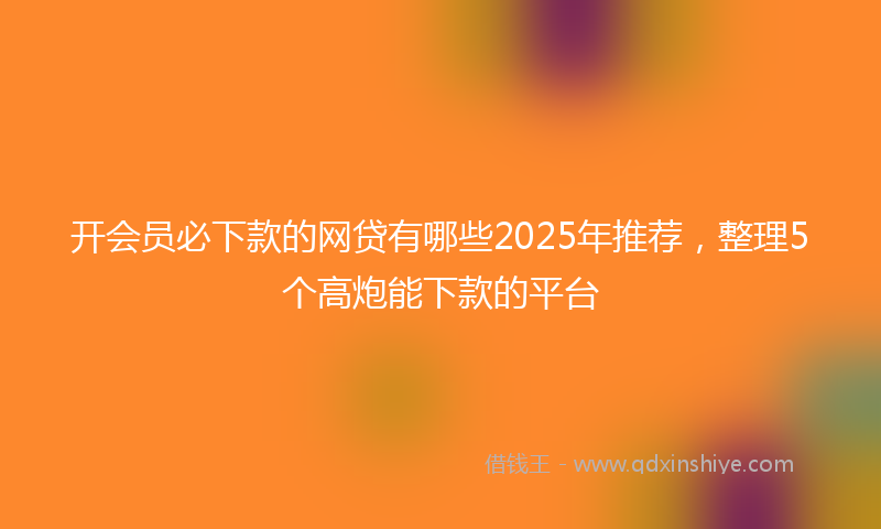 开会员必下款的网贷有哪些2025年推荐，整理5个高炮能下款的平台