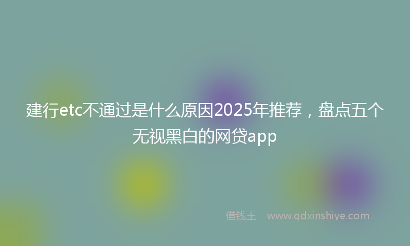 建行etc不通过是什么原因2025年推荐，盘点五个无视黑白的网贷app