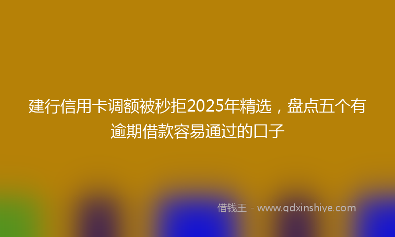 建行信用卡调额被秒拒2025年精选，盘点五个有逾期借款容易通过的口子