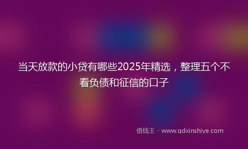 当天放款的小贷有哪些2025年精选，整理五个不看负债和征信的口子