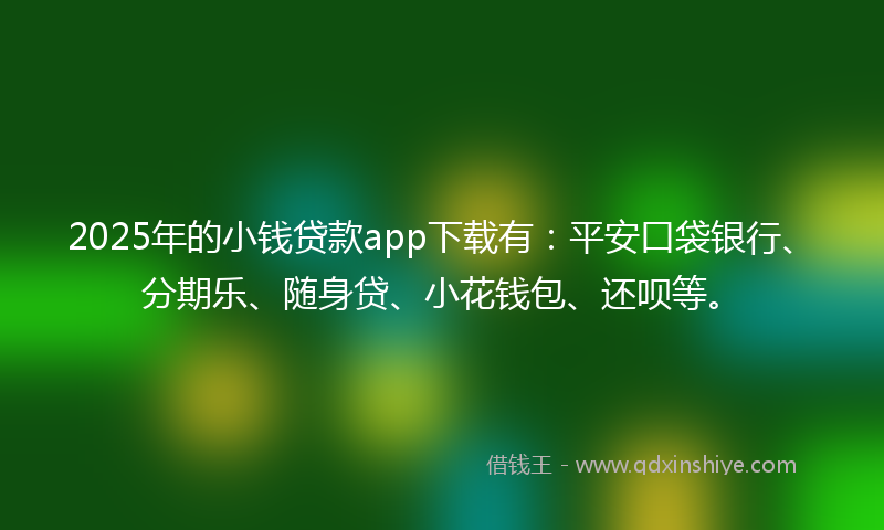 2025年的小钱贷款app下载有：平安口袋银行、分期乐、随身贷、小花钱包、还呗等。