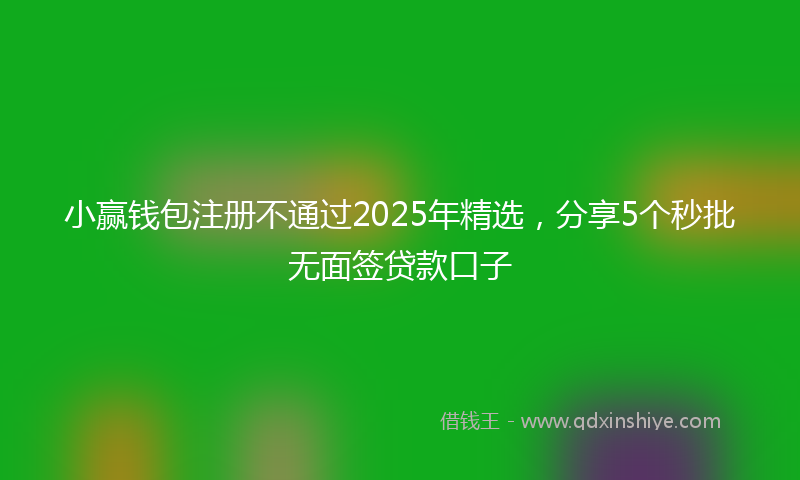 小赢钱包注册不通过2025年精选，分享5个秒批无面签贷款口子