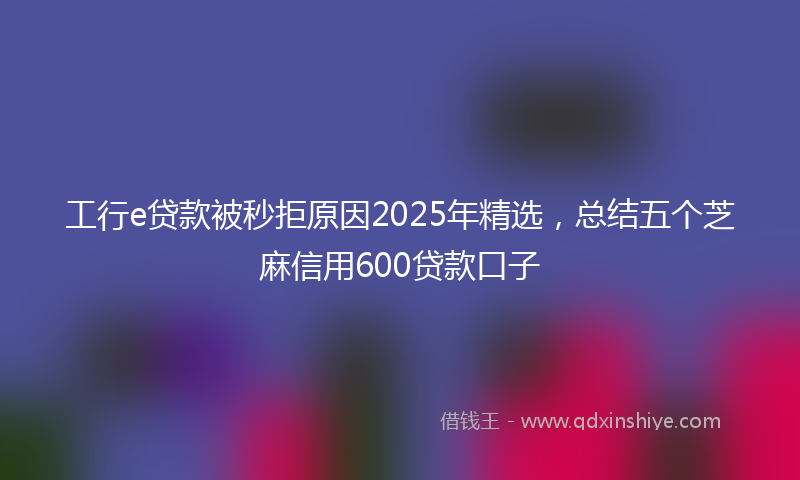 工行e贷款被秒拒原因2025年精选，总结五个芝麻信用600贷款口子