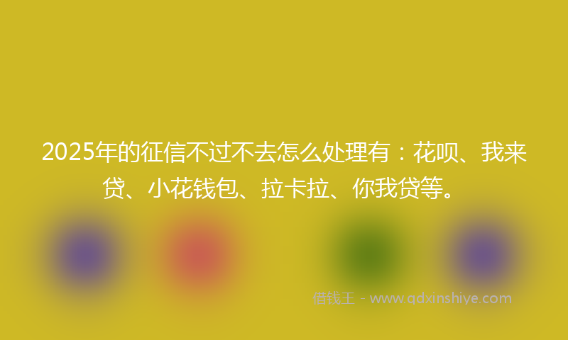 2025年的征信不过不去怎么处理有：花呗、我来贷、小花钱包、拉卡拉、你我贷等。