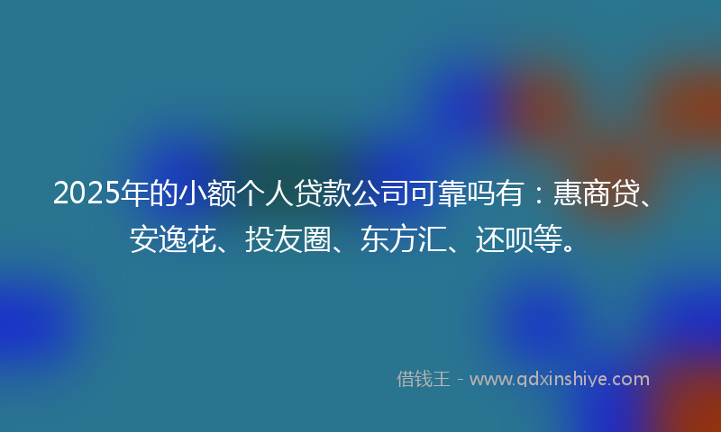 2025年的小额个人贷款公司可靠吗有：惠商贷、安逸花、投友圈、东方汇、还呗等。