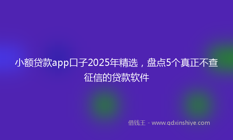 小额贷款app口子2025年精选，盘点5个真正不查征信的贷款软件